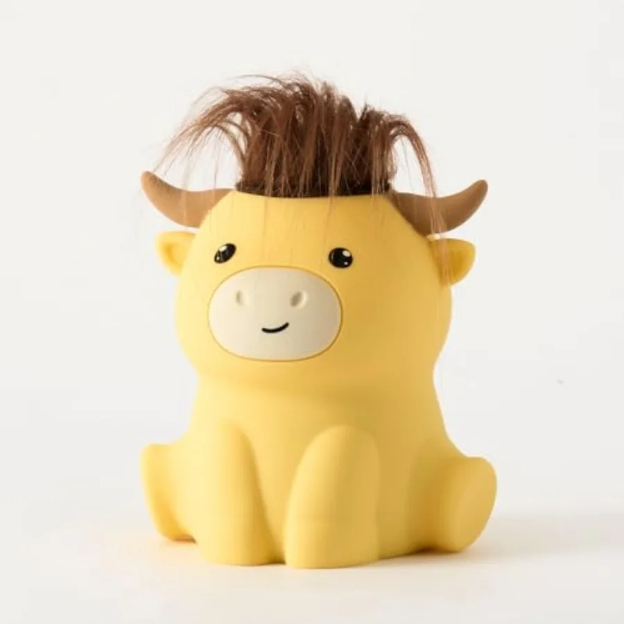 

Night Light, Rechargeable and Dimmable Farm Animal Highland Cattle Lamp with Soft Touch, Valentines Decor Party Favors Cute Gif