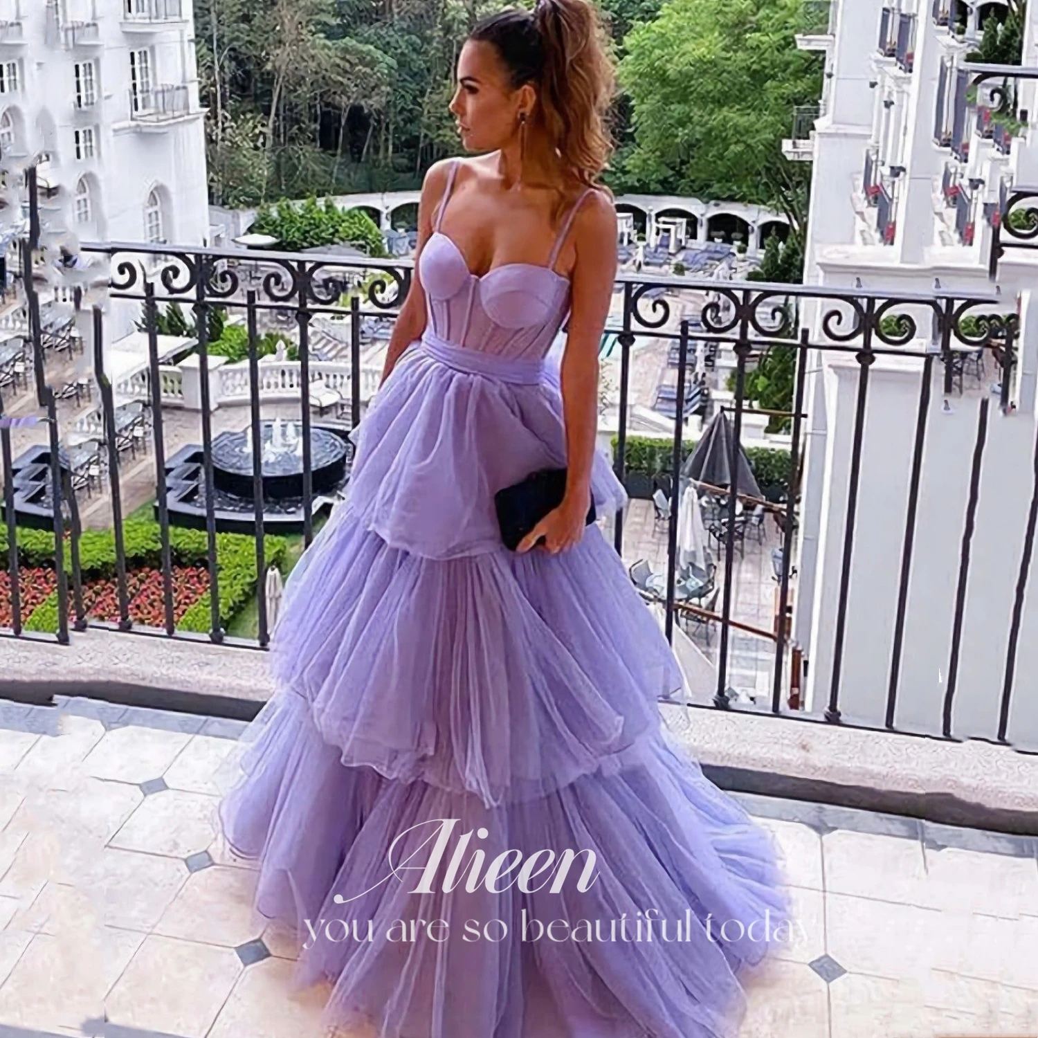 

Aileen Sweetheart Purple Multi-layer A-line Elegant Long Dress Womens Dresses Robe Soiree De Luxe 2024 Ball Gowns Sharon Said