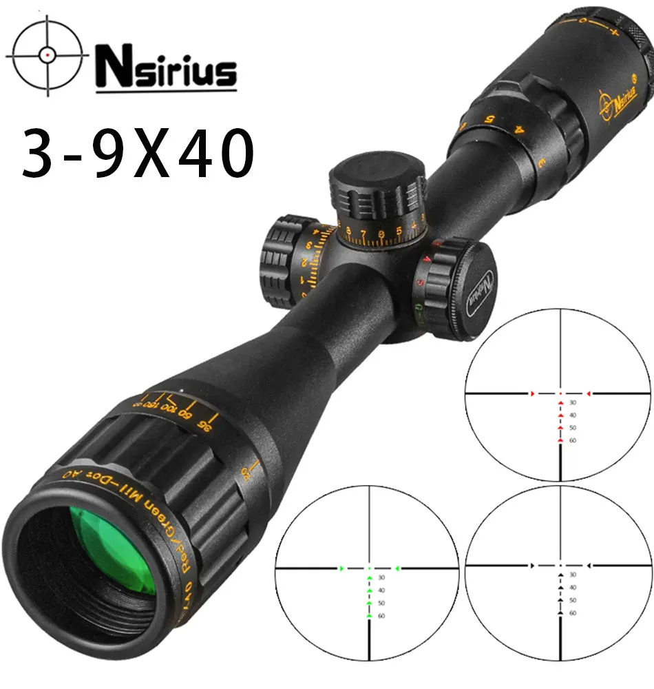 

NSIRIUS Gold 3-9X40 AOE Tactical Riflescope Optical Sight Red Green llluminate Cross Hunting Rifle Scope Air Gun Scope