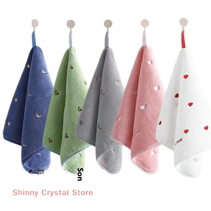30x30cm Cartoon Small Embroidery Pure Cotton Household Soft Non-linting Bathroom Adult Face Hand Towel