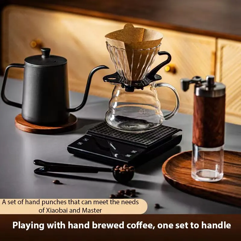 Coffee Set Six-Piece Set Hand Brewed Coffee Basic Stylish Coffee Cup Mug Grinder Filter Paper Accessories Cafe Coffeeware Glass