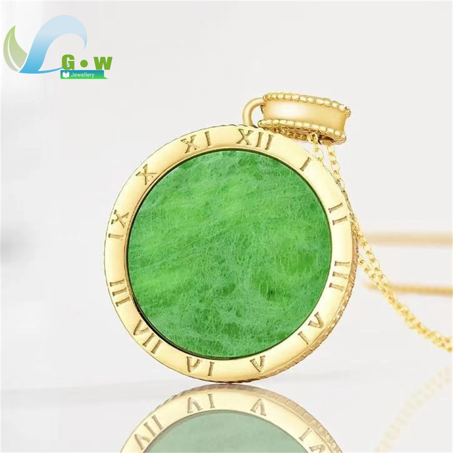 Natural Grade A Jadeite Bright Green Flower Plain Plaque Pendant Necklace Women Ice Type Hanging Jade Amulet Minimalist