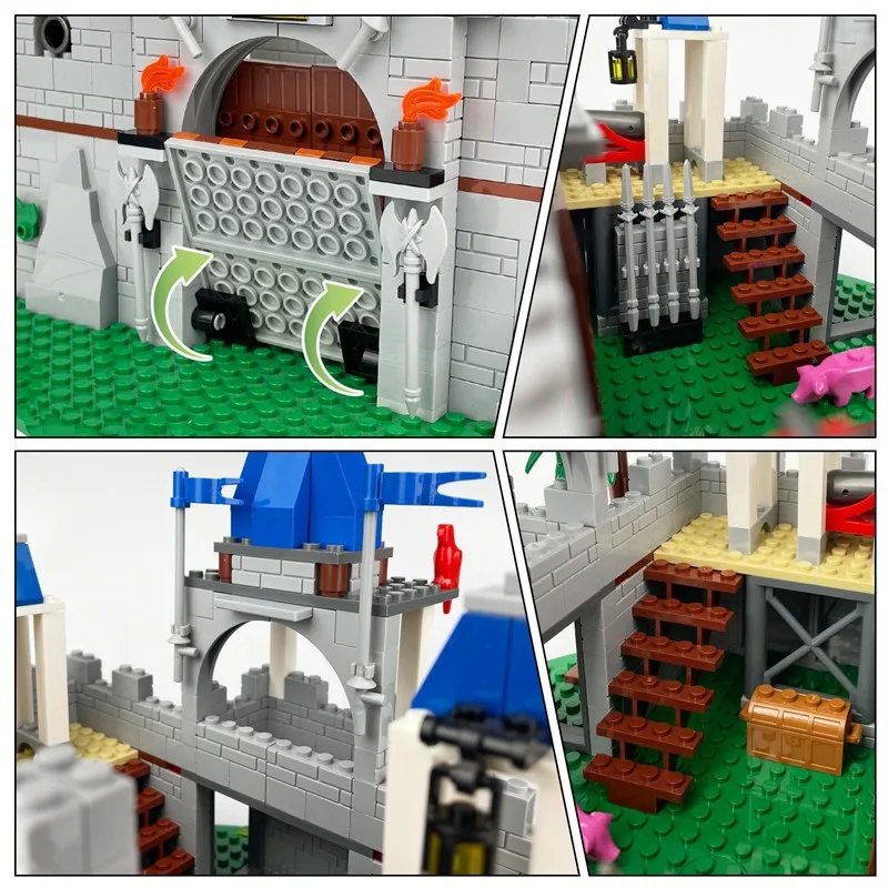 中世の騎士の城モジュール式建物、創造的な建設城ビルディングブロックセットレンガおもちゃ部屋の装飾ギフト