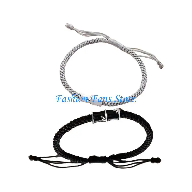 C71D الرومانسية Bamboo Knot Braidets للأزواج يرمز إلى الحب الأبدي #5