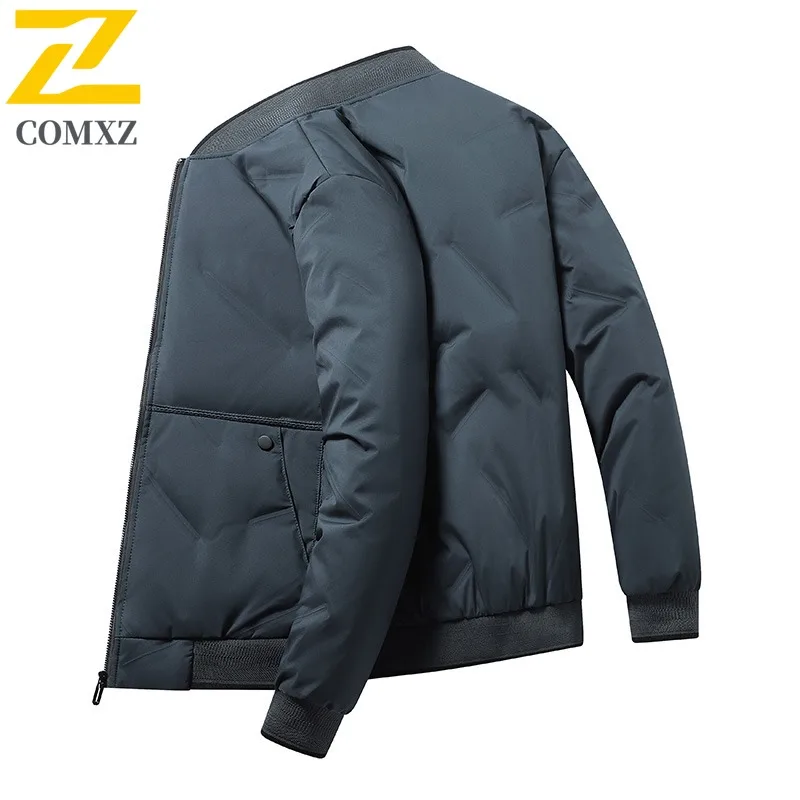 COMXZ رجل مبطن سترة عادية البيسبول طوق العمل في الهواء الطلق سميكة الدافئة سترة عادية اليومية نمط معطف الشتاء مقاومة البرد #4