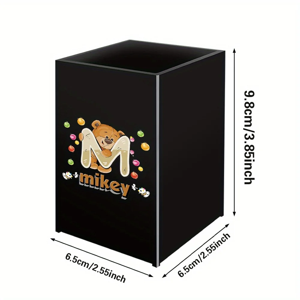 Customized Name Makeup Brush Holder Cosmetic Storage Box Desktop Makeup Organizer Cup for Vanity Desk
