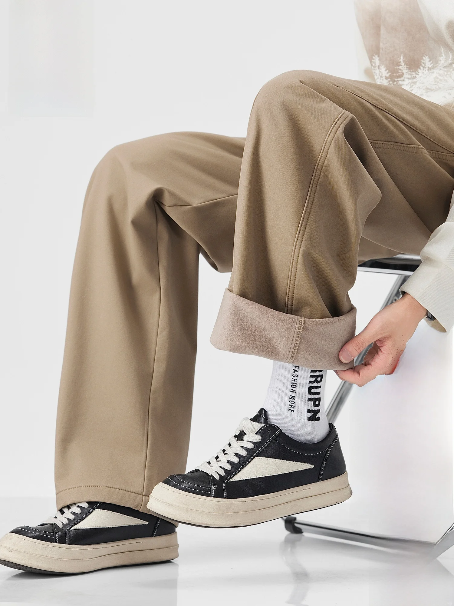 

Мужские повседневные брюки PaulFrank с широкими штанинами на флисовой подкладке, удобные теплые брюки из чистого хлопка для работы, весенне-осенне-зимние брюки