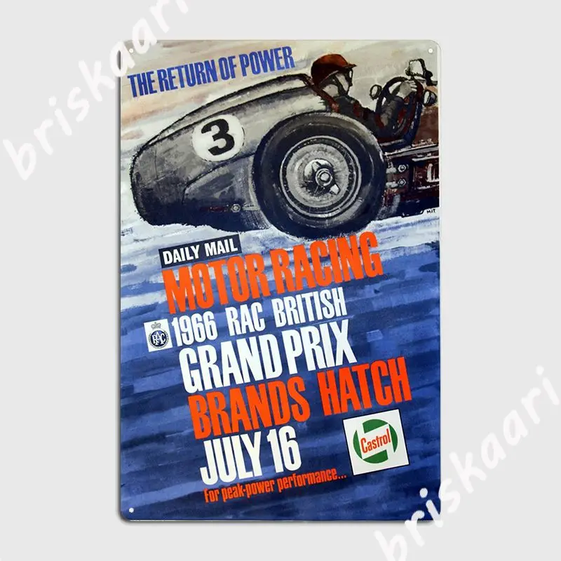 Британский плакат Grand Prix 1966, брендовый металлический плакат, Настенный декор, роспись, клубный жестяной знак, плакаты