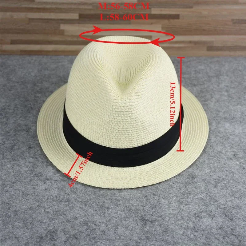New Big Size Narrow Brim 4cm Sun Hats Summer Casual Classics Jazz Top Panama Women Men Fashion Beach Straw Hat with Black Ribbon - view 3