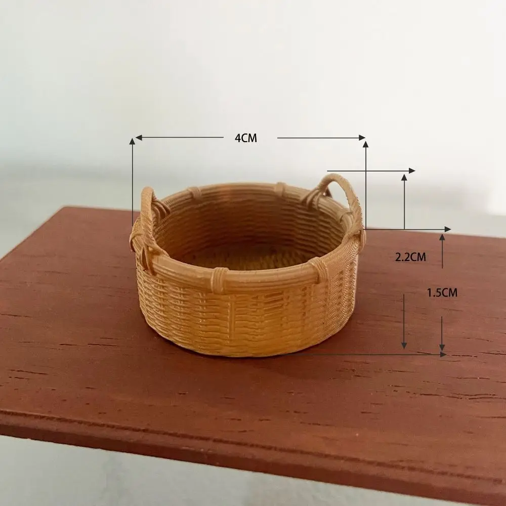 Panier tissé en résine pour maison de poupée, échelle 1/6 1/8, décoration de maison de poupée, panier de rangement Miniature, modèle de scène de maison de jeu