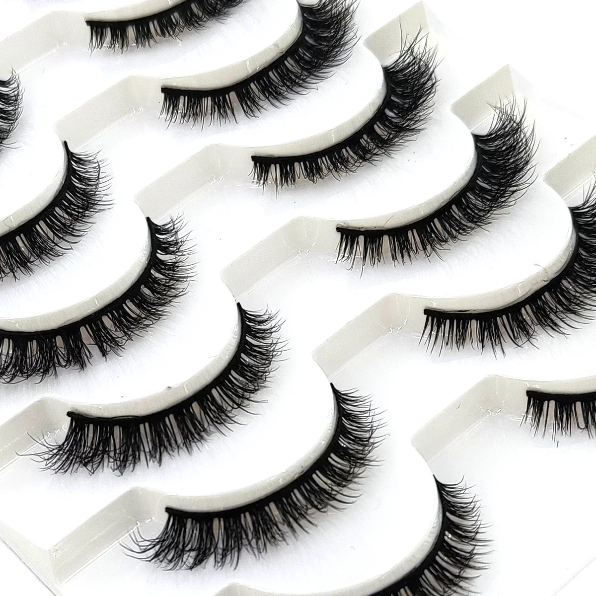 HBZGTLAD 5/10 Double Eyelash Makeup Soft and Fluffy 3D Artificial Mink False Eyelash Thick Hand Rolled Mink Natural False Eyelas
