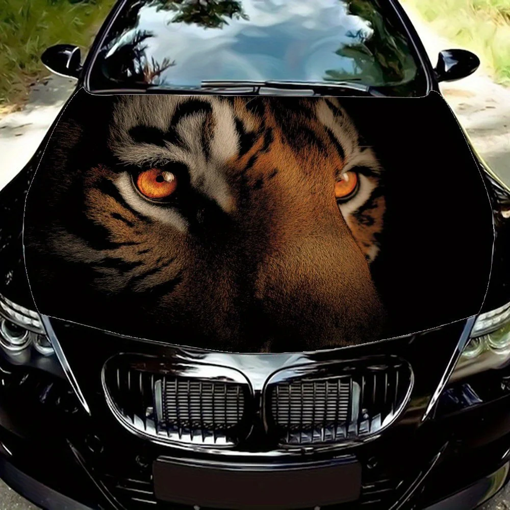 

Tiger's Face Car Vinyl Wraps - Suitable For Most Engine Hood,Bubble-free Design,Waterproof,Cleanable And Convenient Durable Car