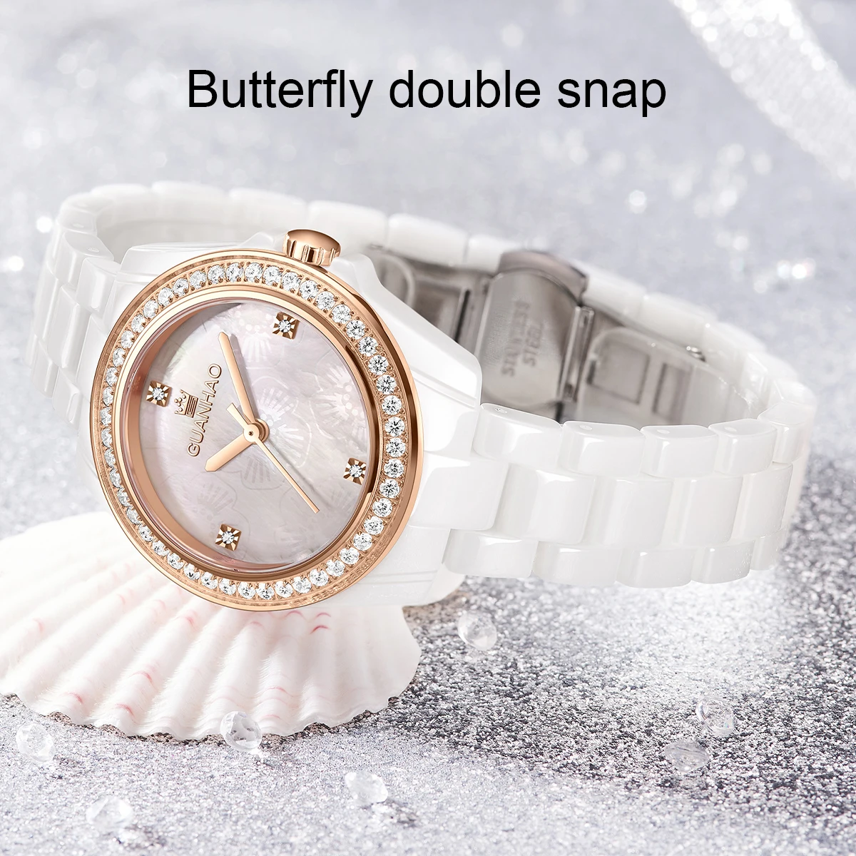 White Ceramic Women Watch With Diamond Waterproof Fashion Lady Luxury Elegant Romantic Quartz Wristwatch