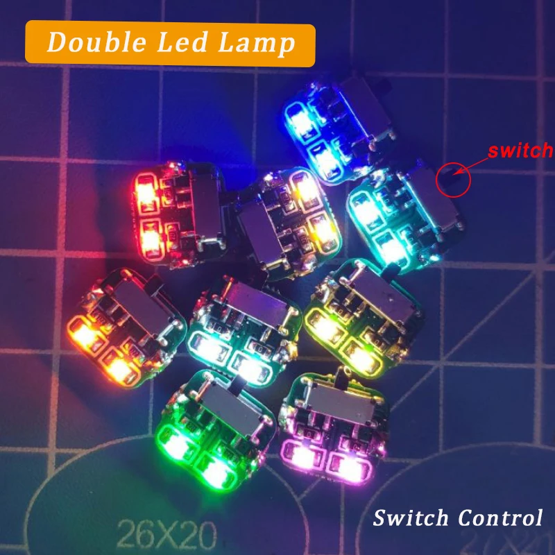 5pcs 1.0*1.0cm Double LED Lamp Switch Control Toys DIY Model Making for Robots No Need Magnet Multi-color Choices With Batteries