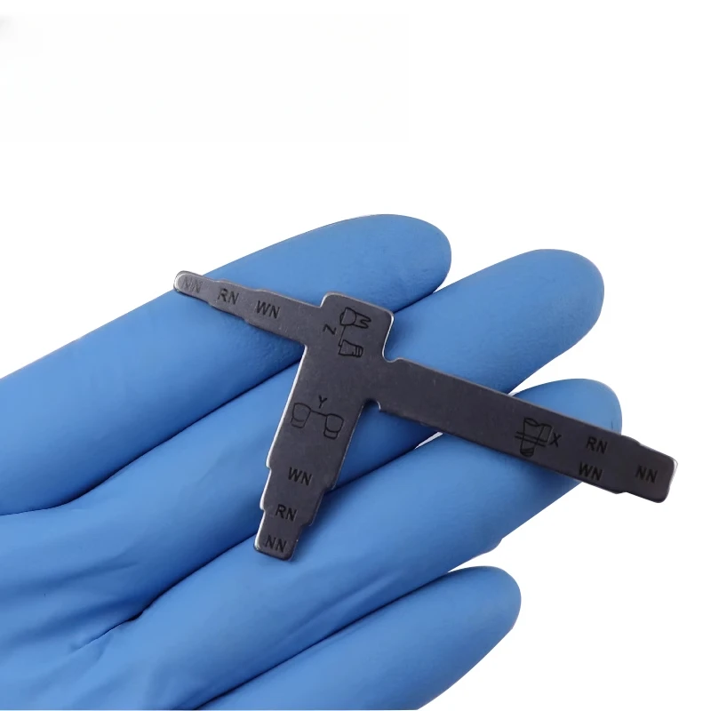 ملحقات مواد مختبر الأسنان على شكل حرف T قياس زراعة زاوية/مسطرة تخطيط تباعد الأسنان أداة فمية من الفولاذ المقاوم للصدأ #3