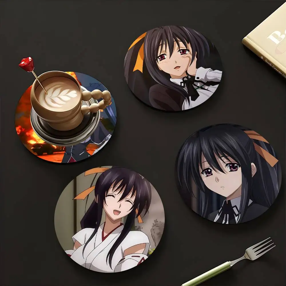 1pc Akeno Himejima Anime characters Wooden Coaster Colour Printing Cup Mat Home Desk Decoration Gifts