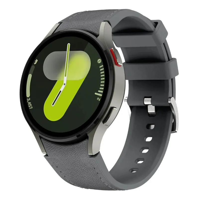 Correa de silicona + cuero para Samsung Galaxy Watch 7 6 5 4 FE 40mm 44mm pulsera reloj 6 4 Classic 43/47mm 42/46mm Correa