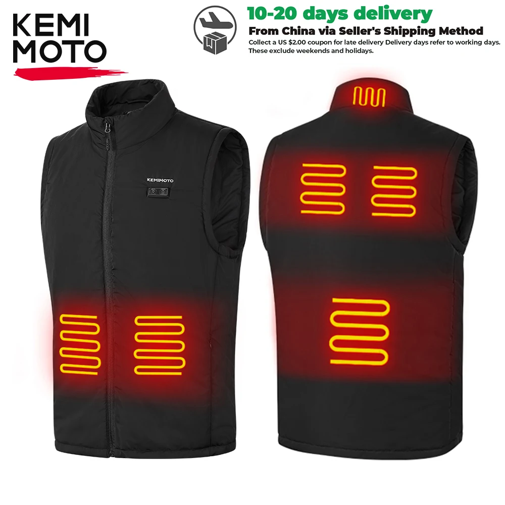 

KEMIMOTO Winter Heated Jacket USB Heated Vest Battery Temperature Adjustable For Motorcycle Skiing Bike Hiking Washable