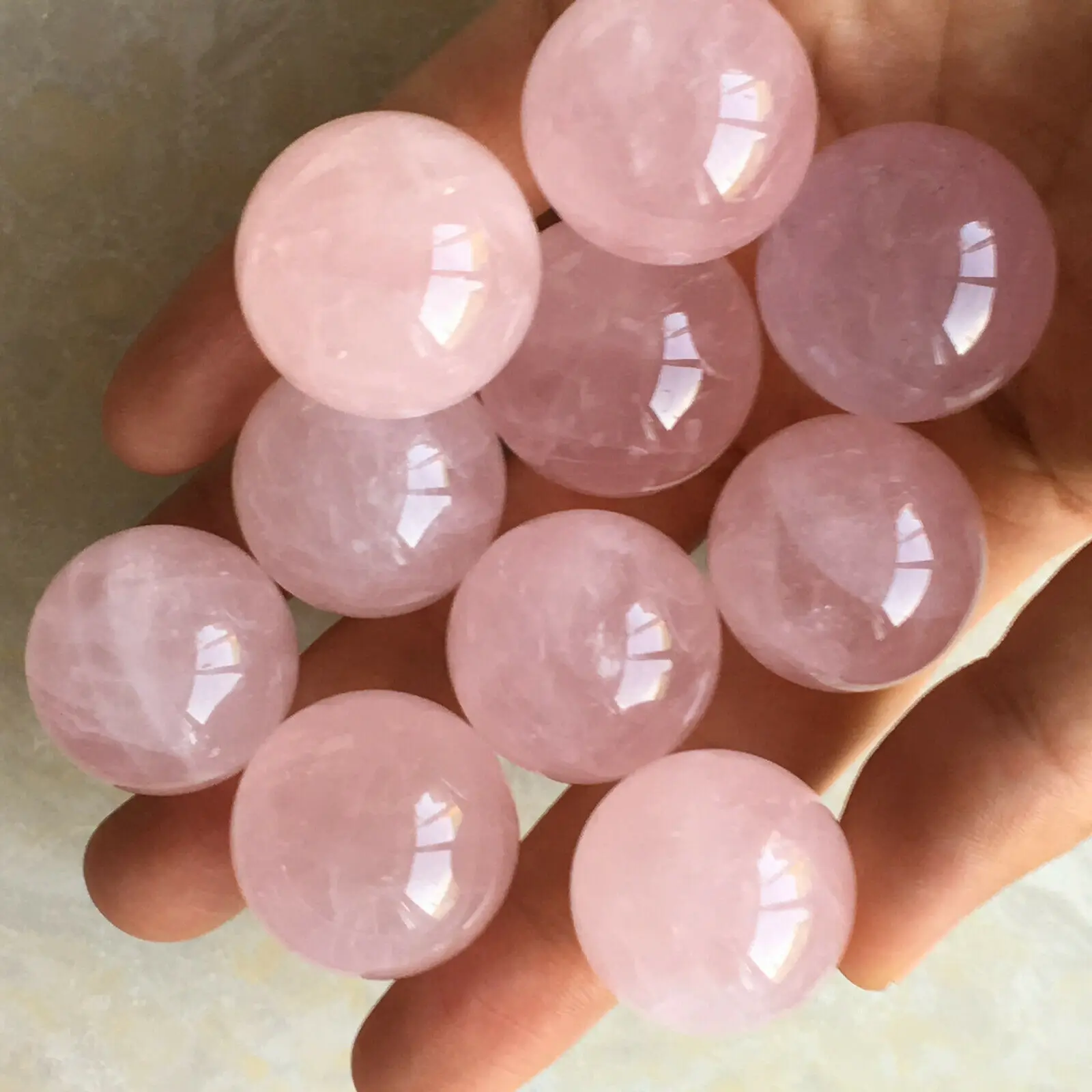 

TOP!!! 29-32mmNatural pink rose Quartz Sphere Quartz Crystal Ball Reiki Healing 540g