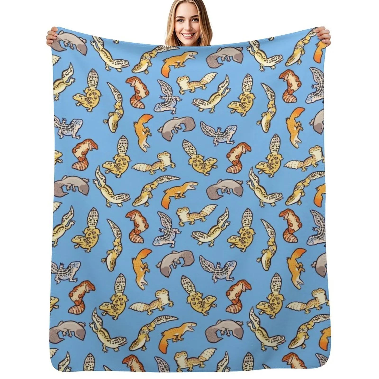 

chub geckos in blue Throw Blanket funny gift Plaid on the sofa Cute Extra Large Throw Blankets