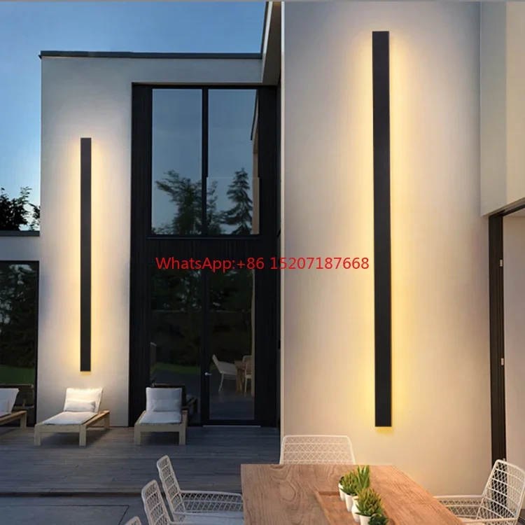 Black Modern Outdoor LED Linear Wall Light IP65 Waterproof Garden LED Wall Lamp For Wall Surface Mounted Lighting