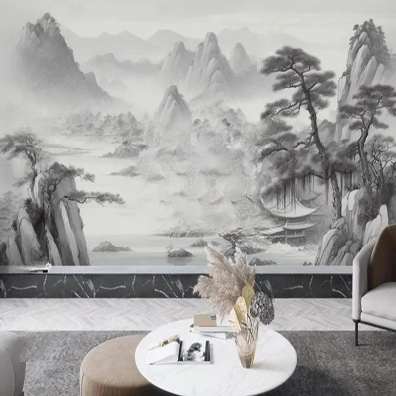 MU7878 Custom Size Wallpaper Hand-painted Ink Oil Painting Abstract Landscape TV Sofa Background Papier Peint