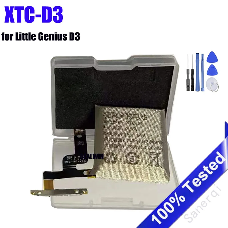 Full Battery For Little Genius D3 W2028AC Children's Watch Battery XTC-D3 High Capacity 740mAh Batteries Bateria +  Tools