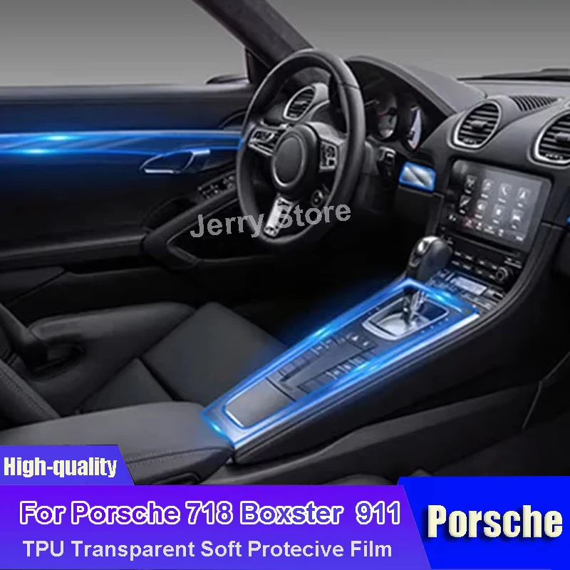 

Автомобильная наклейка для Porsche Boxster 718 911, салон автомобиля, центральная консоль, прозрачная пленка из ТПУ, защитные аксессуары против царапин