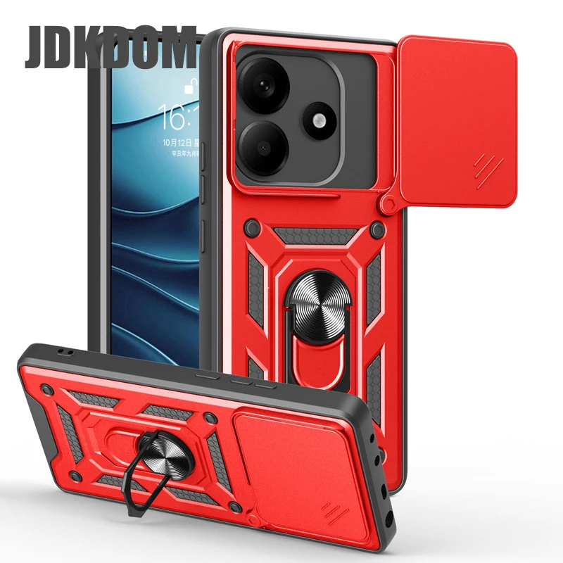 

JDKDOM Slide Push Window Phone Case For Redmi A5 K80 K70 K70E K60 Ultra Car Magnetic Bracket Cover For Redmi Turbo 3 4 Pro 15C