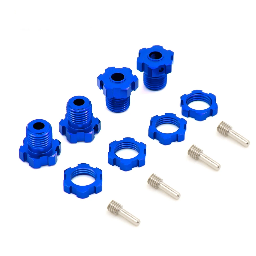 4Pcs 17mm Hex Nuts Splined Wheel Hubs 5353X for RC Traxxas 1/10 E-MAXX Summit E-REVO REVO 3.3 Slayer Pro 4X4,dark blueB87B