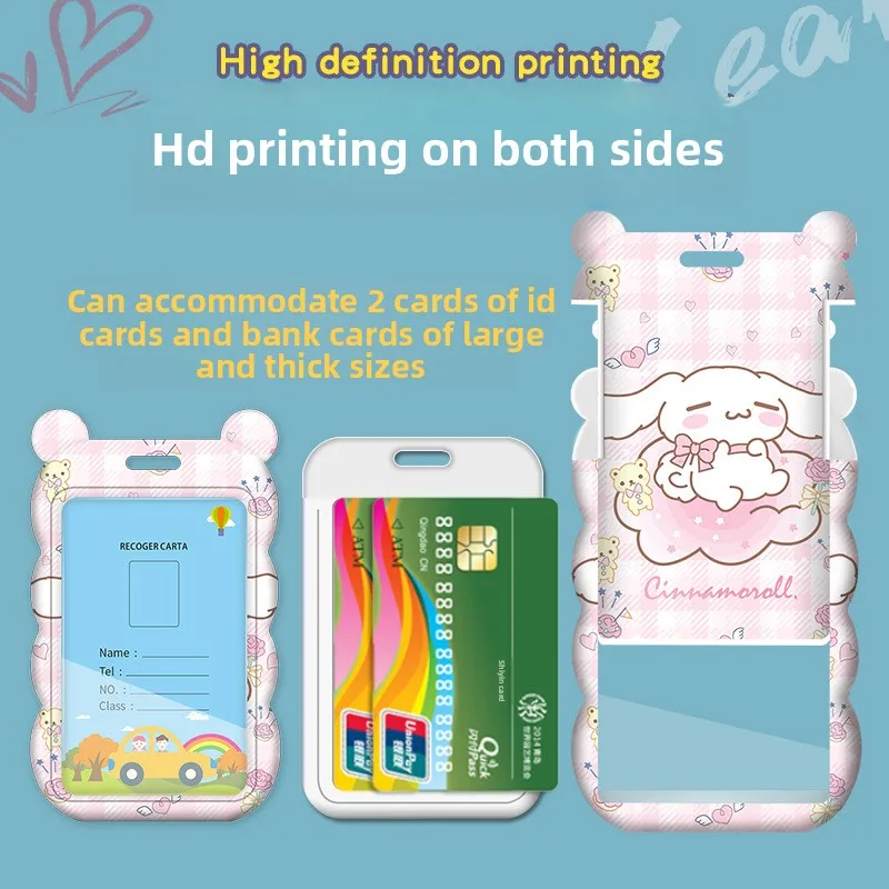 Estojo para cartão Canela Dog Wave – cordão longo para crianças, estudantes e jardim de infância