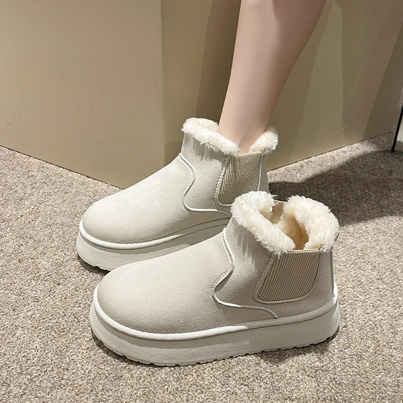 

2025 зимние новые модные брендовые дизайнерские уличные удобные нескользящие женские ботинки, толстые теплые повседневные прогулочные ботинки на плоской подошве, большие размеры