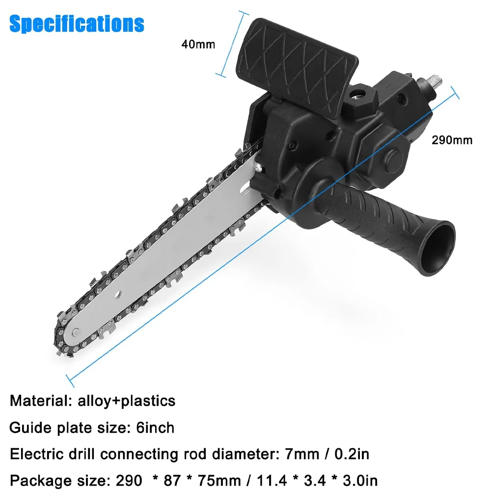 6-Inch Electric Drill Conversion Electric Chain Saw Adapter Tool, Home Portable Mini Chainsaw,Woodworking Trimming/Cutting Tools