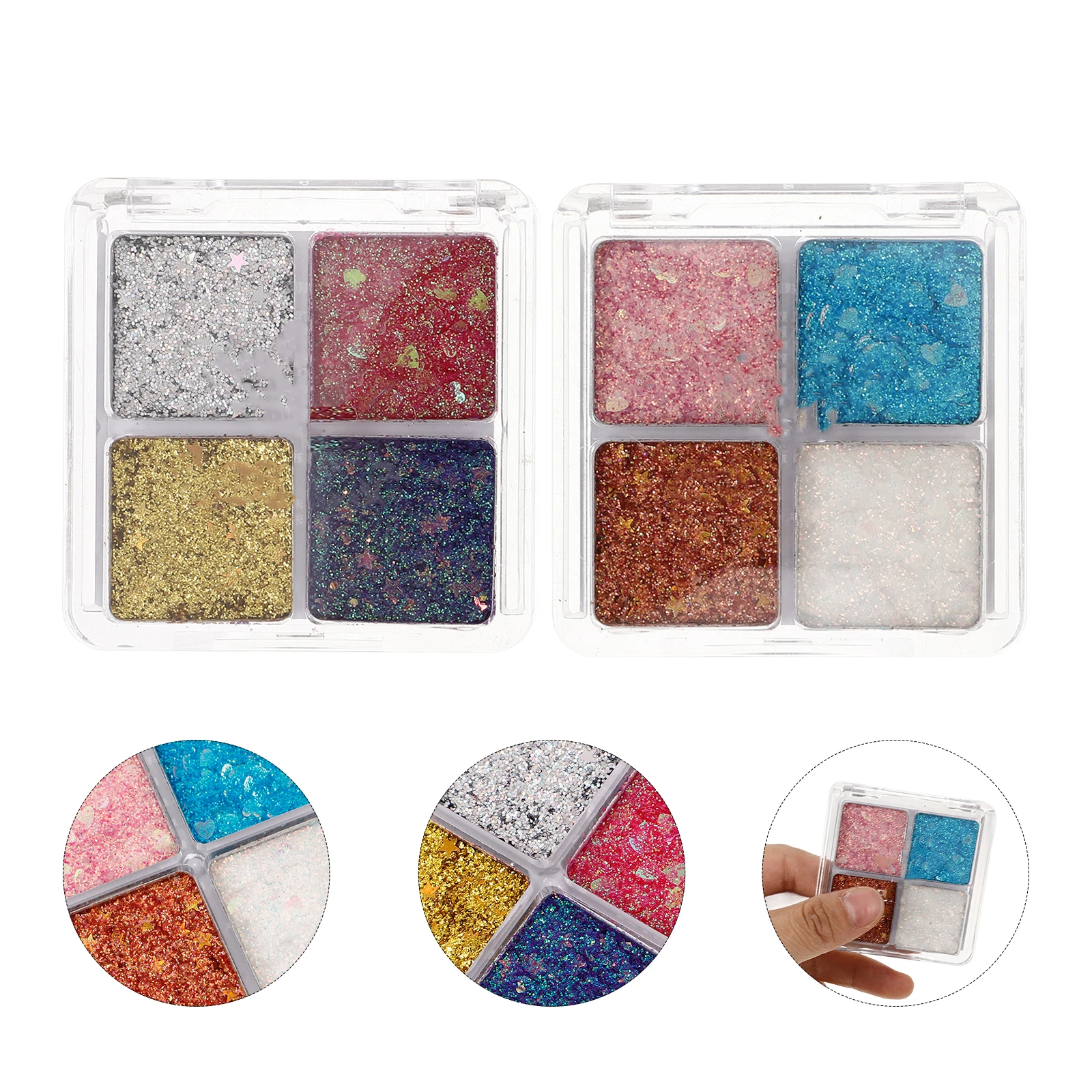 2 Stück glitzernde Glitzer-Lidschatten-Palette, schimmernder Lidschatten für Frauen und Mädchen, langlebig, dekoratives Make-up, ideal für Party, Hochzeit