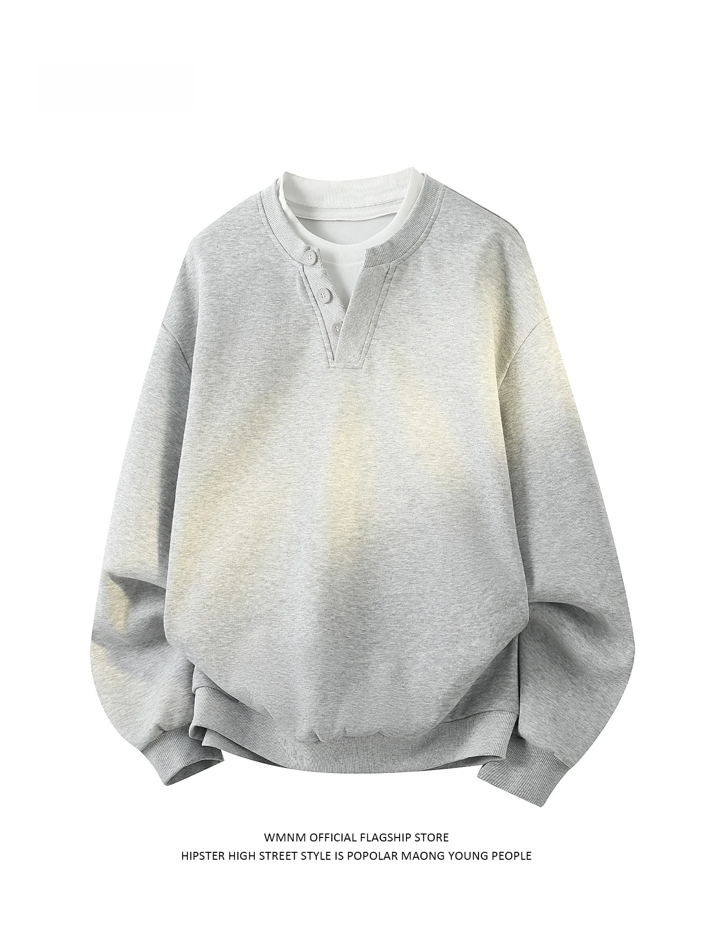 

Мужской свитшот American Sle Heavyweight Henry Collar с эффектом двухслойности, новинка 2026 года, Cleanfit, базовый слой, лонгслив