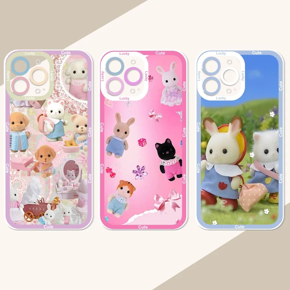 Cute Sylvanian Families Phone Case For IPhone 12 11 13 14 Pro Max XR XS Max X SE2020 7 8 Plus Case