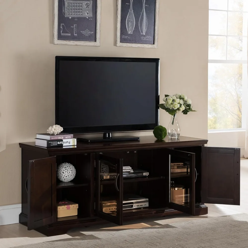 

81360 Three Door TV Stand with Bronze Glass for 60" TV's, Chocolate Cherry