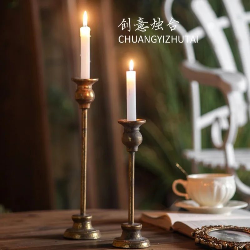 European style old wrought iron candlestick set romantic date candlelight dinner decoration ornament