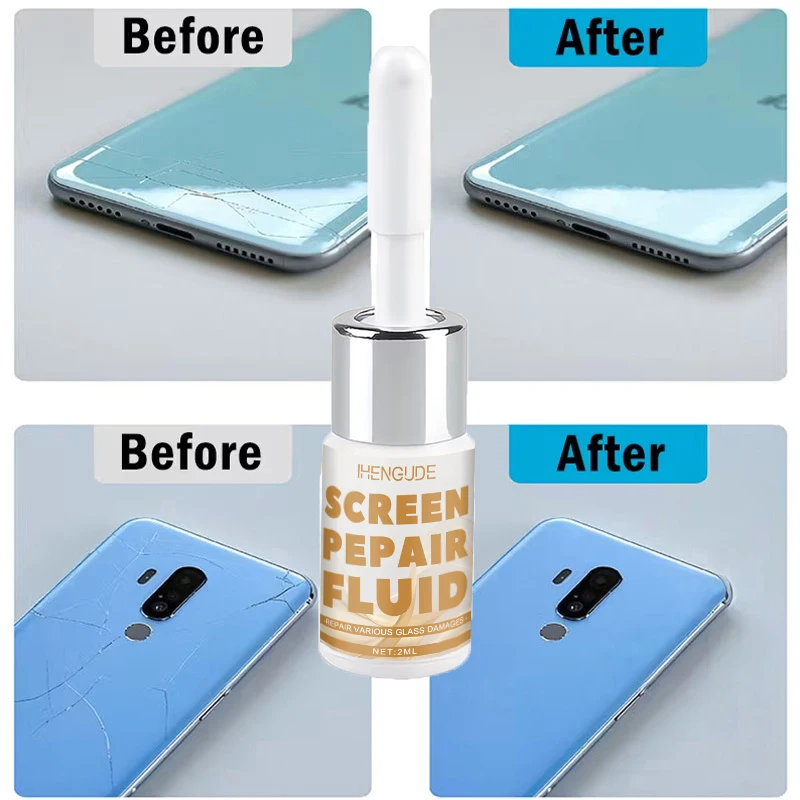 Mobile Phone Glass Repair Liquid (Specialized for Cracked Screens) - Instantly Rejuvenates the Screen, Comes with a Tool Kit - Strong Adhesive, Suitable for Scratched and Cracked Mobile Phone Glass, Seamless Repair - Suitable for Mobile Phone Screens, Tablet Glass, Watch Glass, and Digital Displays - Simple to Use, Dries Quickly with Just One Application