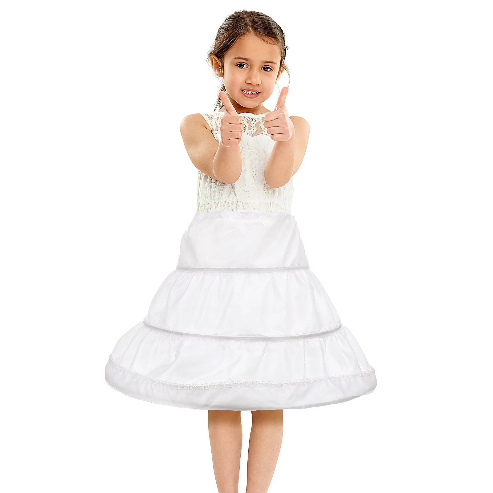 

Girls Petticoat 3 Steel Hoops Elastic Foldable Skirt Lightweight Wedding Bridesmaid Child Half Petticoat Flower Girl