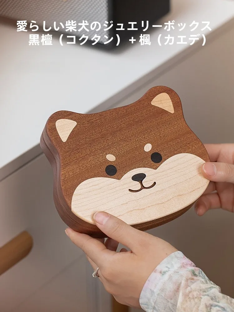 

Портативная деревянная шкатулка для украшений в скандинавском стиле: органайзер для колец, ожерелий и браслетов, ручная работа, мультяшный дизайн