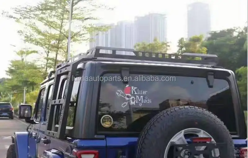 4x4 Car Offroad Accessories Car Steel Aluminum Cargo Carrier Roof Rack With Ladder for Jeep Wrangler JL