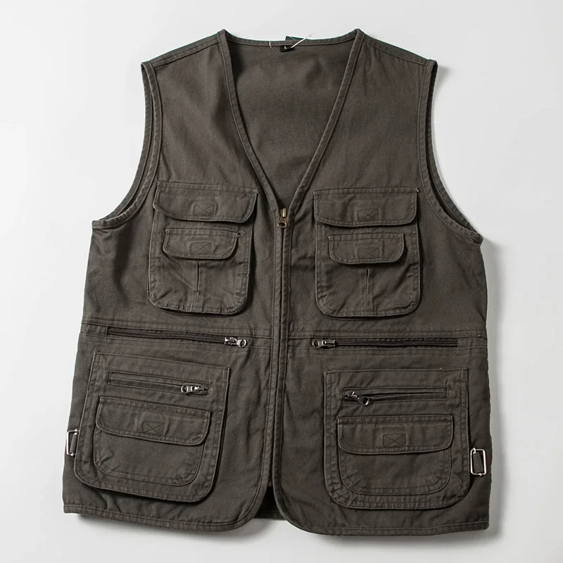 Summer workwear vest men's trendy brand ins loose multi pocket tactical camisole tactical multi pocket zipper functional style