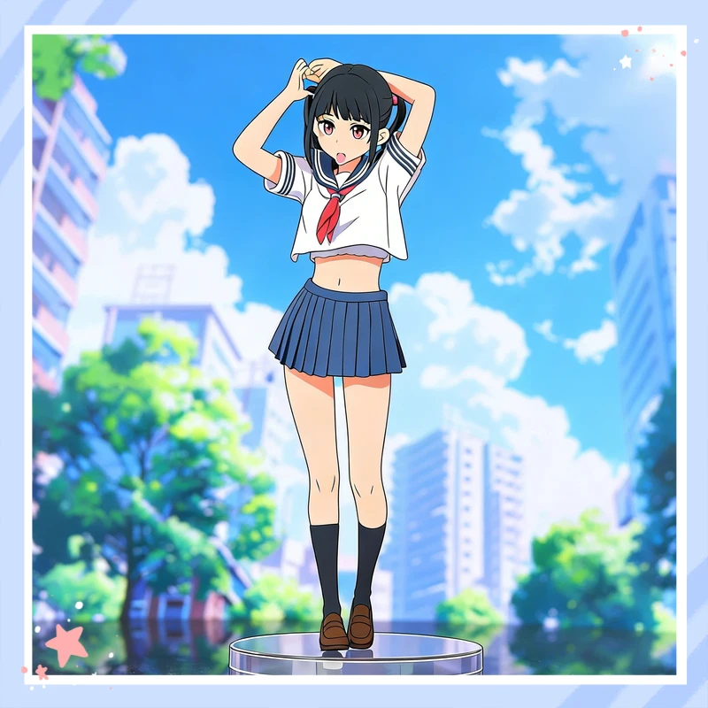 

Коллекционная фигурка аниме-девушки в матросской форме с двумя хвостиками, в коробке, для декора рабочего стола, подарок для фанатов аниме