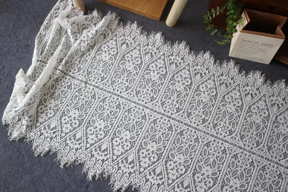 High quality bone line eyelash lace trim for cheongsam and other clothing DIY decoration 60 cm wide lace trim set for export