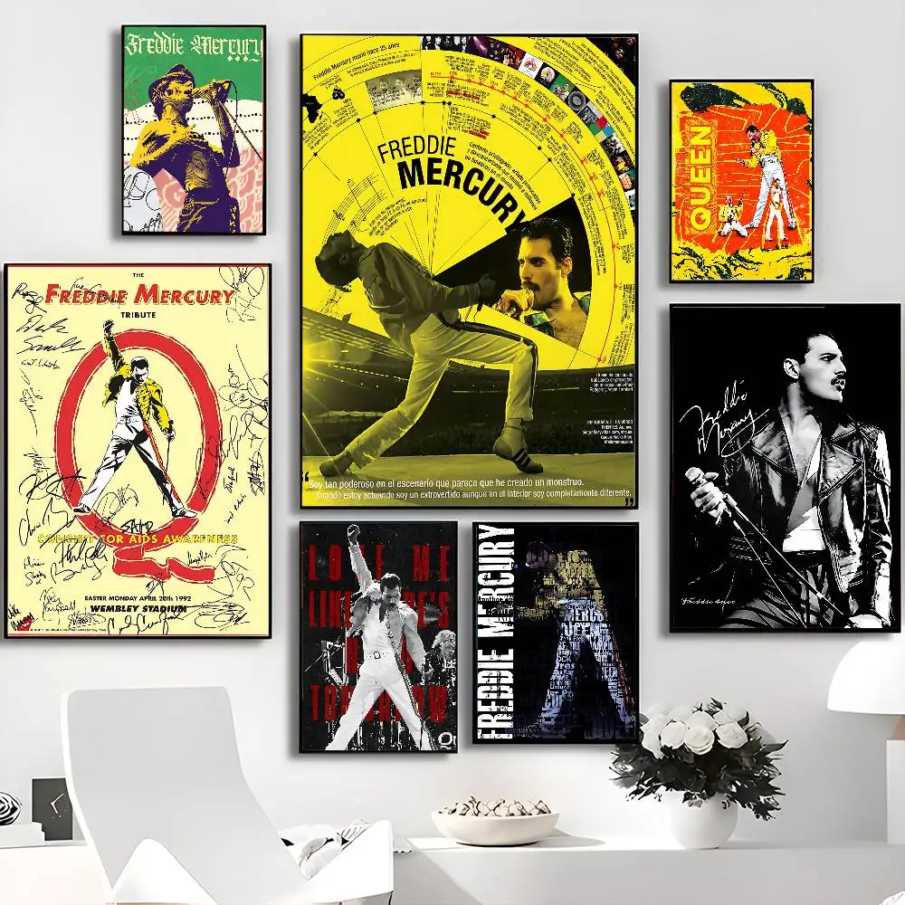 Singer Star Freddie-Mercury DIY Sticky Poster Whitepaper Prints Posters Artwork Nordic Home Decor