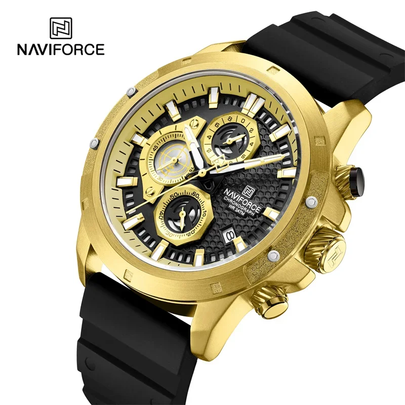 

NAVIFORCE Top Luxury Watches for Men High Quality Waterproof Silicone Strap Multifunctional Wristwatch Sport Military Clock 2024