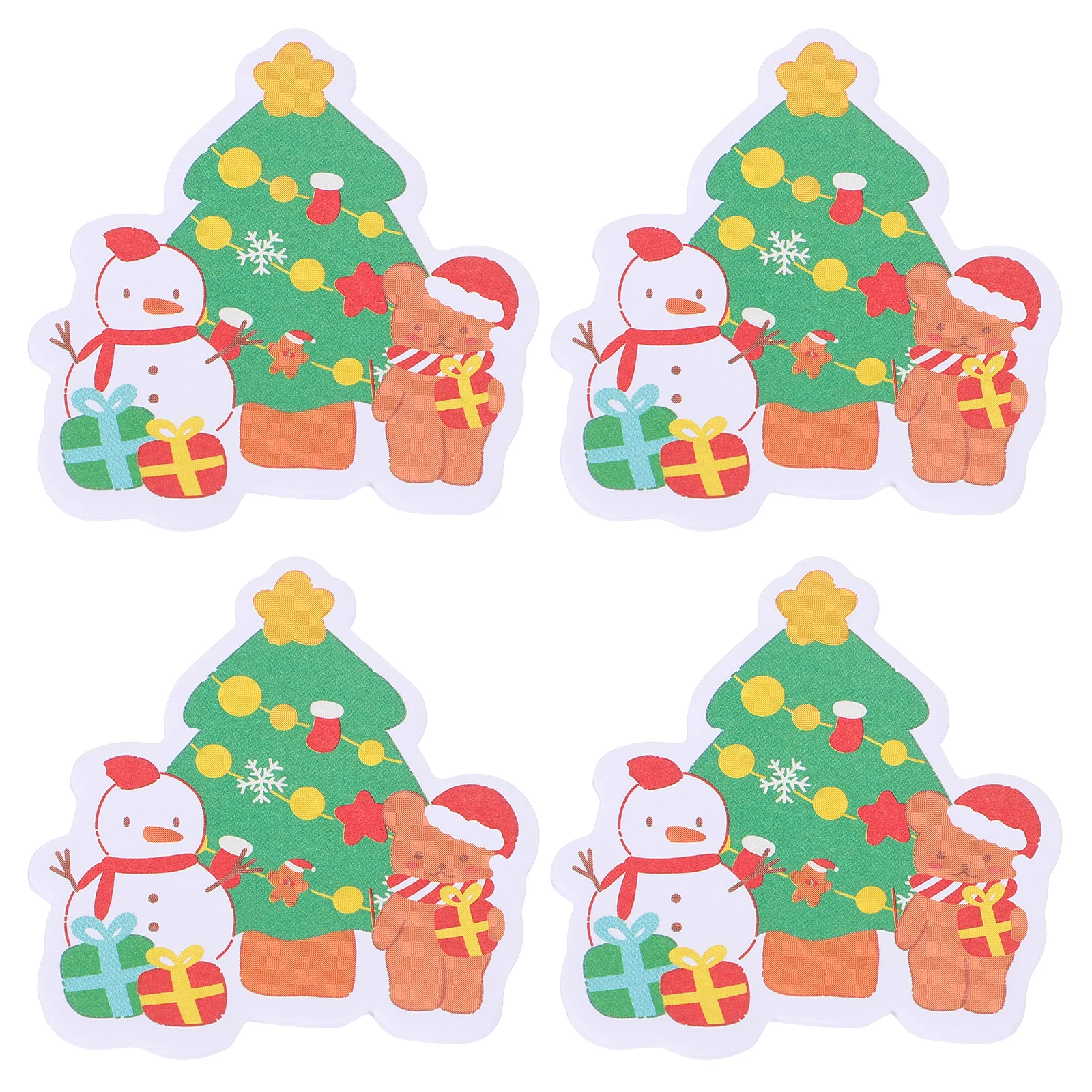 4 Books Xmas Notepad Small Sticky Notes Christmas Daily Use Memo Stickers Office Notepads