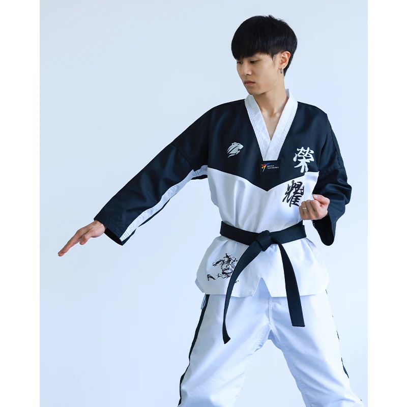 Adult Kid WTF Style Ribbed Taekwondo Polycotton Suit Dobok Martial Art Athletics