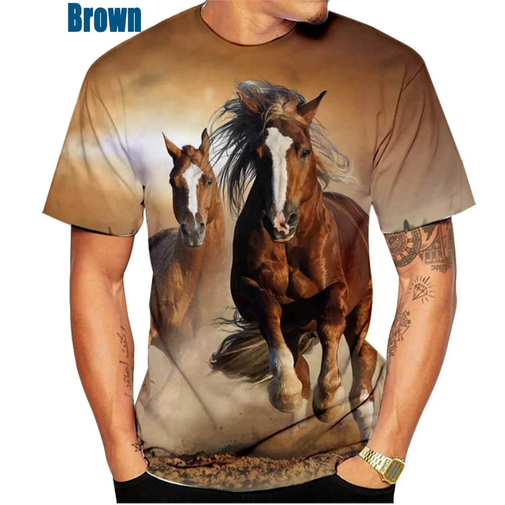 Animal Horse Creative print 3D Print Summer O-neck T Shirt Fashion Casual Boys Girls kawaii Tshirt Tops Unisex clothing